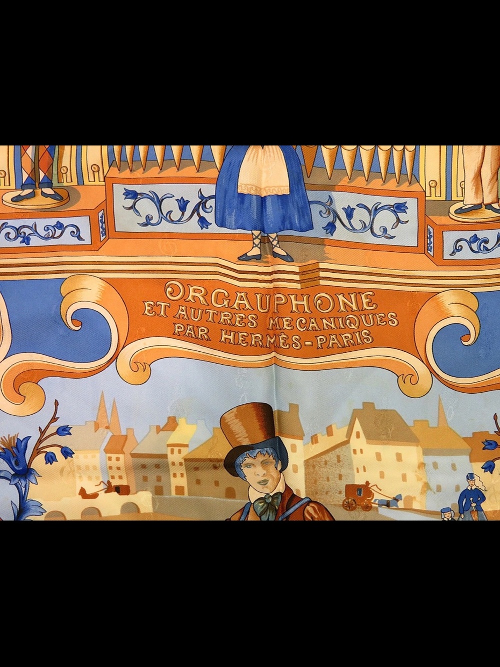 Hermes Blue and Gold Organ-Themed Silk Scarf - Picture 7 of 12